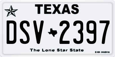 TX license plate DSV2397