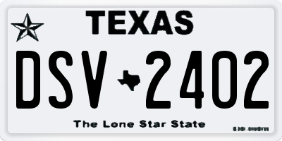 TX license plate DSV2402