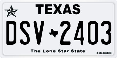 TX license plate DSV2403