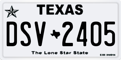 TX license plate DSV2405