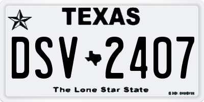 TX license plate DSV2407