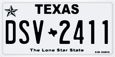 TX license plate DSV2411