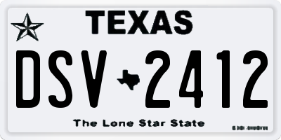 TX license plate DSV2412
