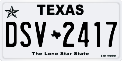 TX license plate DSV2417