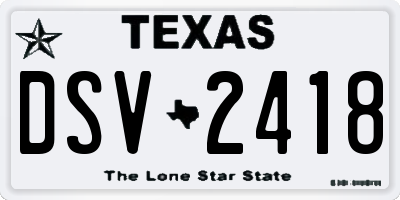 TX license plate DSV2418