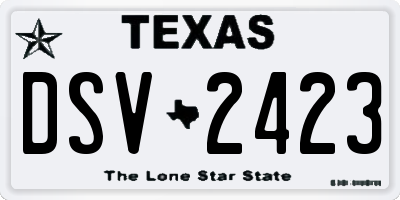 TX license plate DSV2423