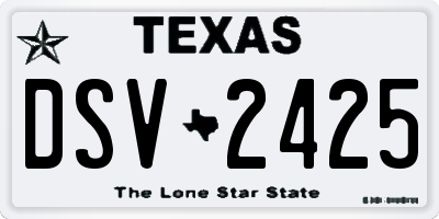 TX license plate DSV2425