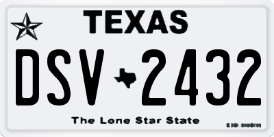 TX license plate DSV2432