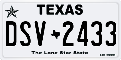 TX license plate DSV2433