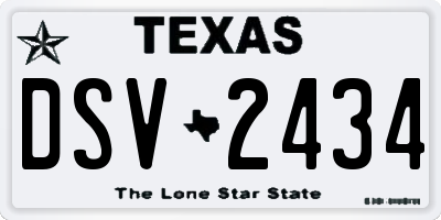 TX license plate DSV2434