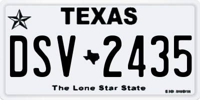TX license plate DSV2435