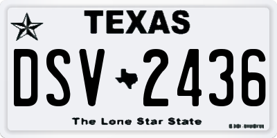 TX license plate DSV2436