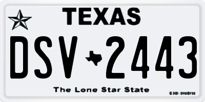 TX license plate DSV2443