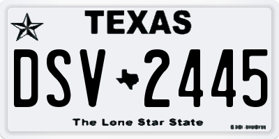 TX license plate DSV2445