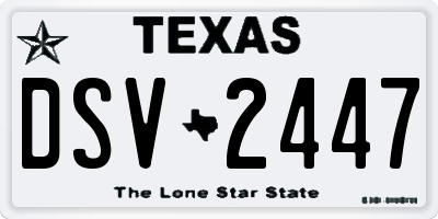 TX license plate DSV2447