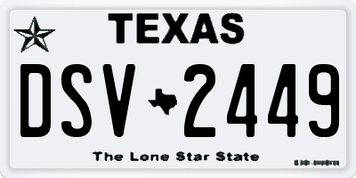 TX license plate DSV2449
