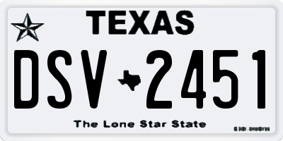 TX license plate DSV2451