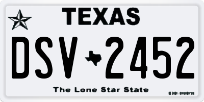 TX license plate DSV2452