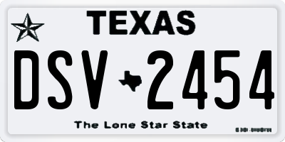 TX license plate DSV2454