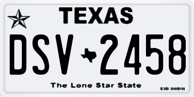 TX license plate DSV2458