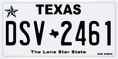 TX license plate DSV2461