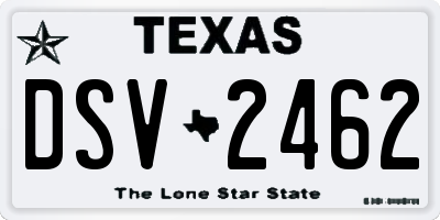 TX license plate DSV2462