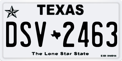 TX license plate DSV2463