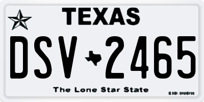 TX license plate DSV2465