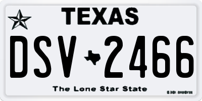 TX license plate DSV2466