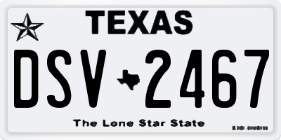 TX license plate DSV2467