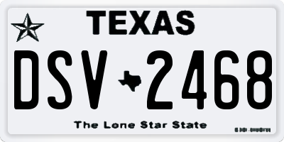 TX license plate DSV2468