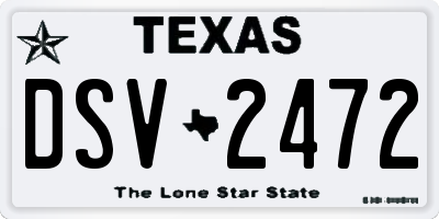 TX license plate DSV2472