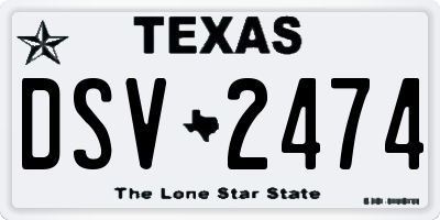 TX license plate DSV2474