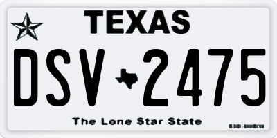 TX license plate DSV2475