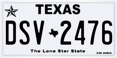 TX license plate DSV2476