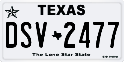 TX license plate DSV2477