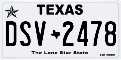 TX license plate DSV2478