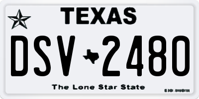TX license plate DSV2480