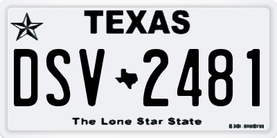 TX license plate DSV2481