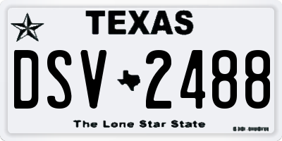TX license plate DSV2488