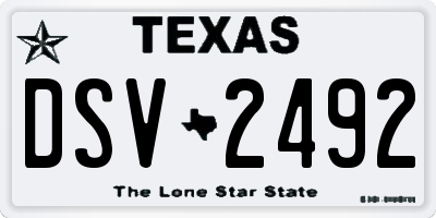 TX license plate DSV2492