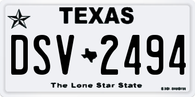 TX license plate DSV2494