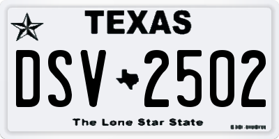TX license plate DSV2502