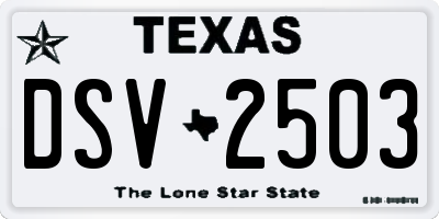 TX license plate DSV2503