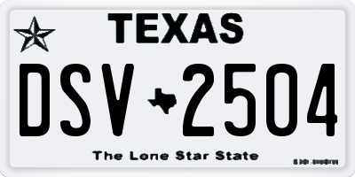TX license plate DSV2504
