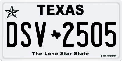 TX license plate DSV2505