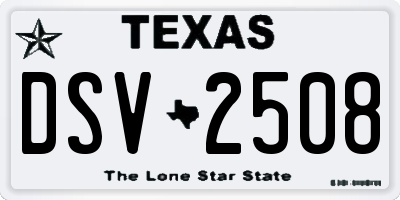 TX license plate DSV2508