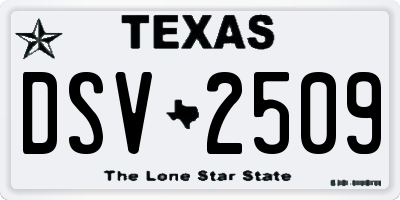 TX license plate DSV2509