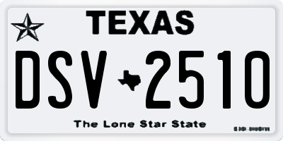 TX license plate DSV2510