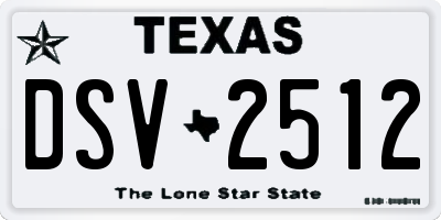 TX license plate DSV2512